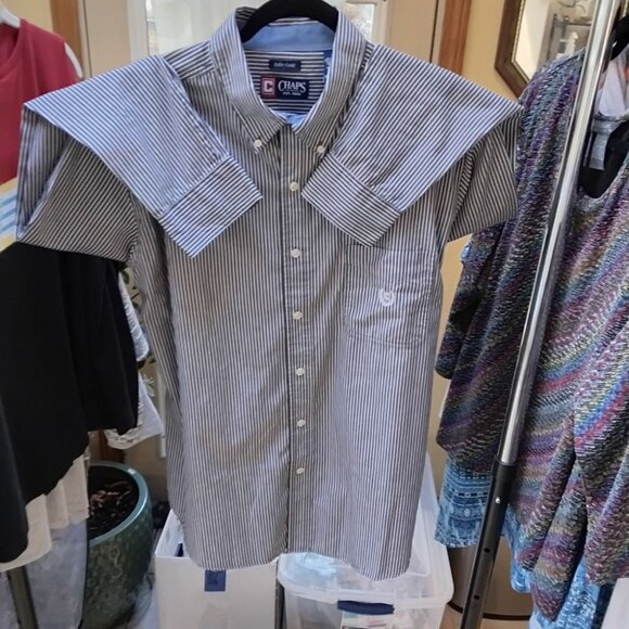 Chaps Men's Easy Care Pin Stripe Long Sleeve Shirt - Picture 3 of 6